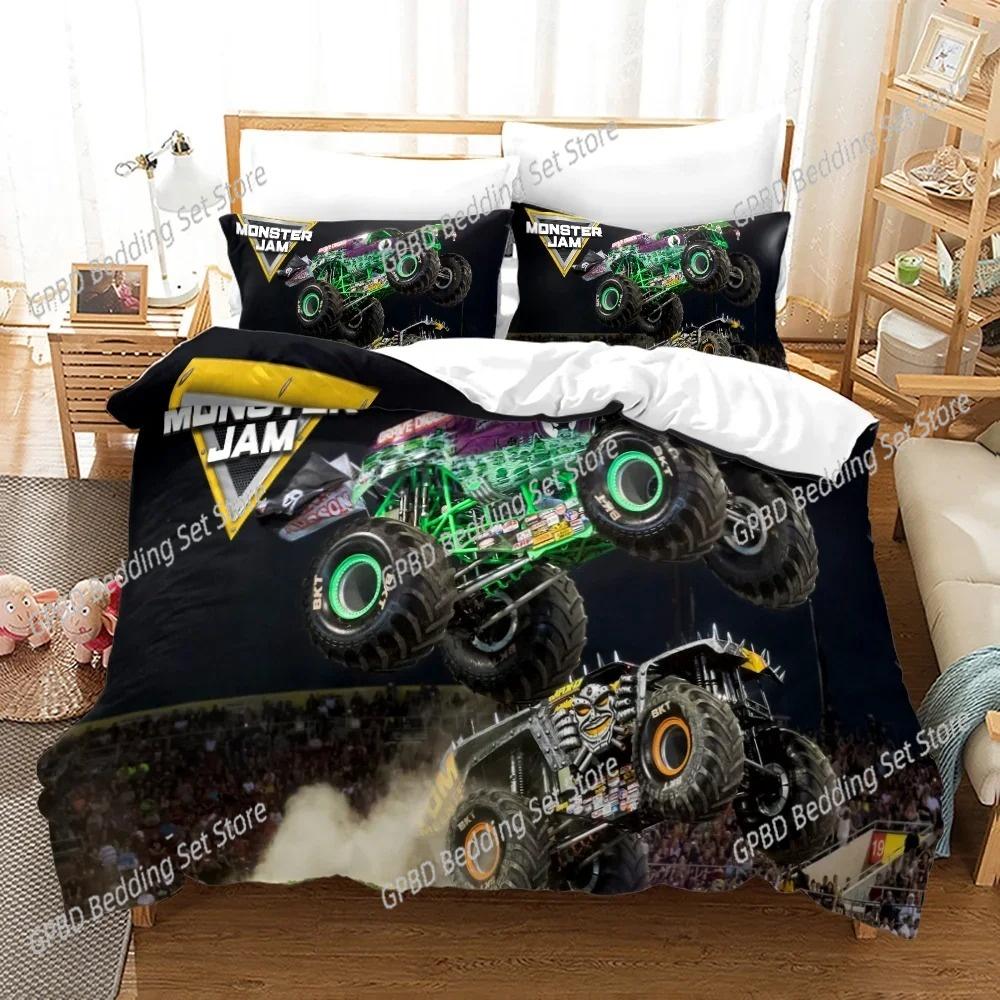 3D Print Anime Monster Jam Beding Set 3D Printed Suitable for Bedrom Soft Duvet Cover Set With Pilowcases Children Kids Home Textile
