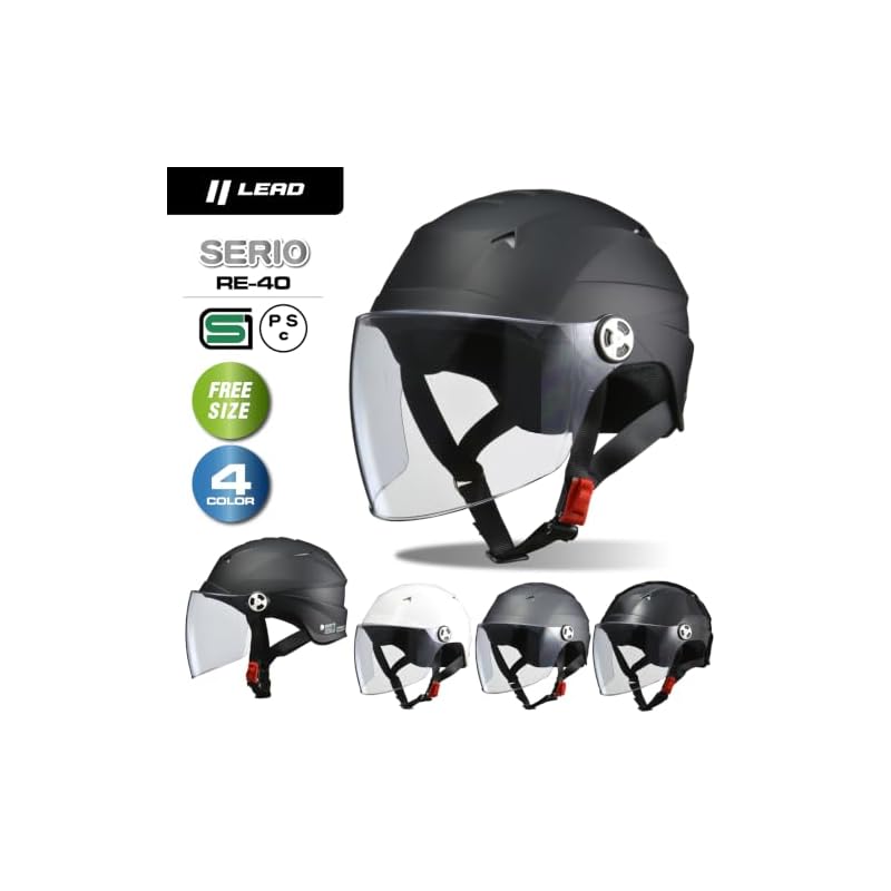LEAD Industries (LEAD) Motorcycle Helmet Jet SERIO Half Helmet with Shield, Smoky Silver RE40 - One Size