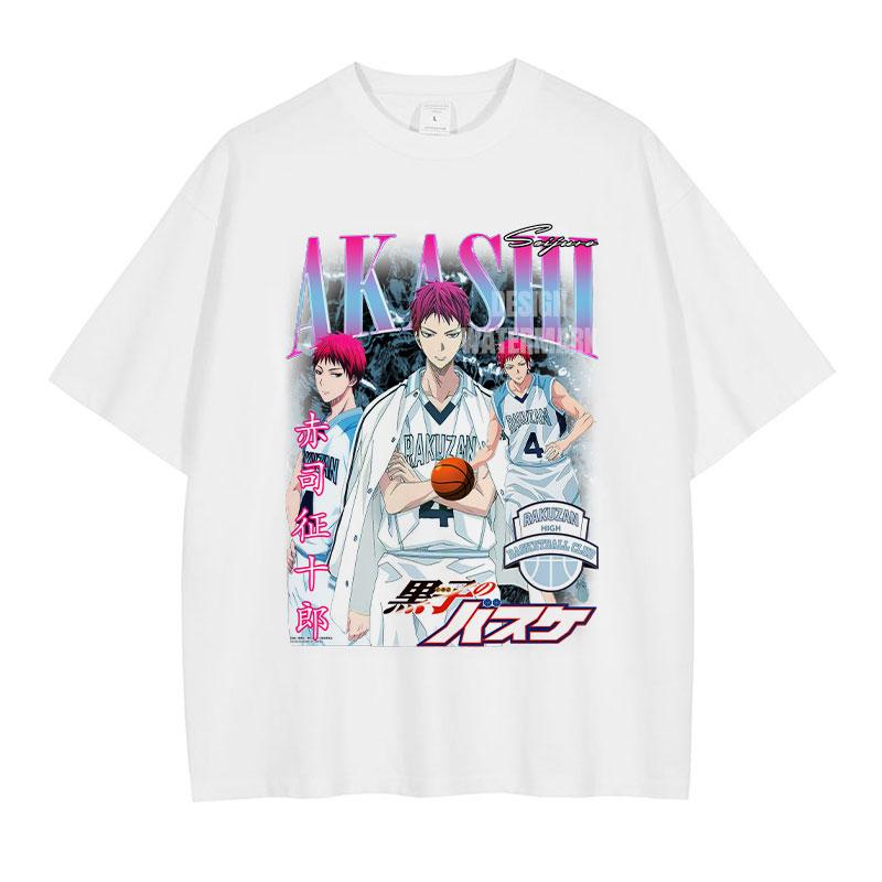 Anime Kurokos Basketball T-Shirts Oversized Midorima Vintage Washed T-Shirt Retro Kagami Taiga Daiki Akashi T-Shirt für Mann