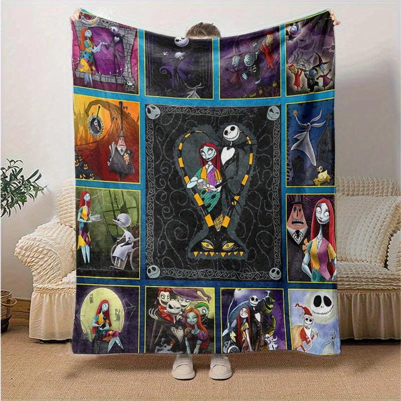 1pc, Nightmare Before Christmas Home Decor Blanket: Perfect Flannel Throw for Bedroom, Living Room, Travel, Camping, Car