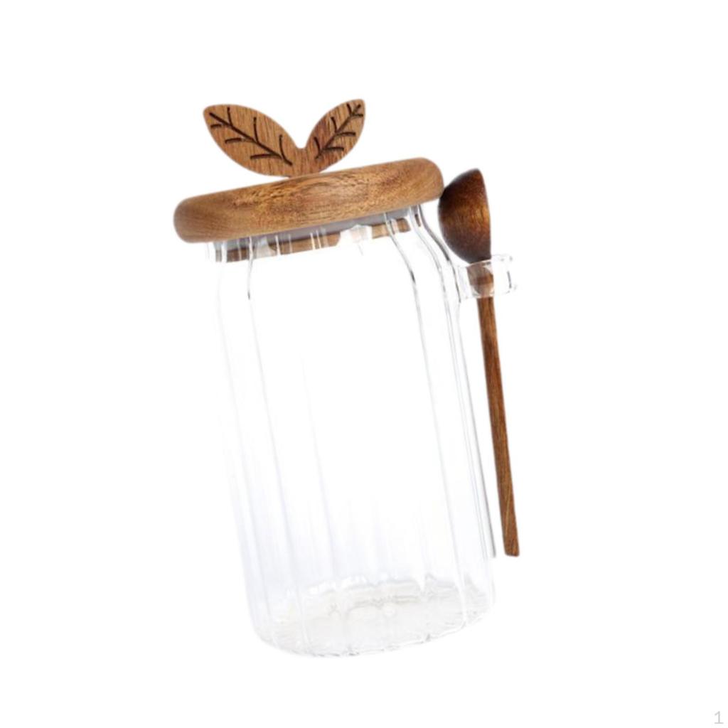 Airtight Glass Container with Wooden Lid for Food Storage