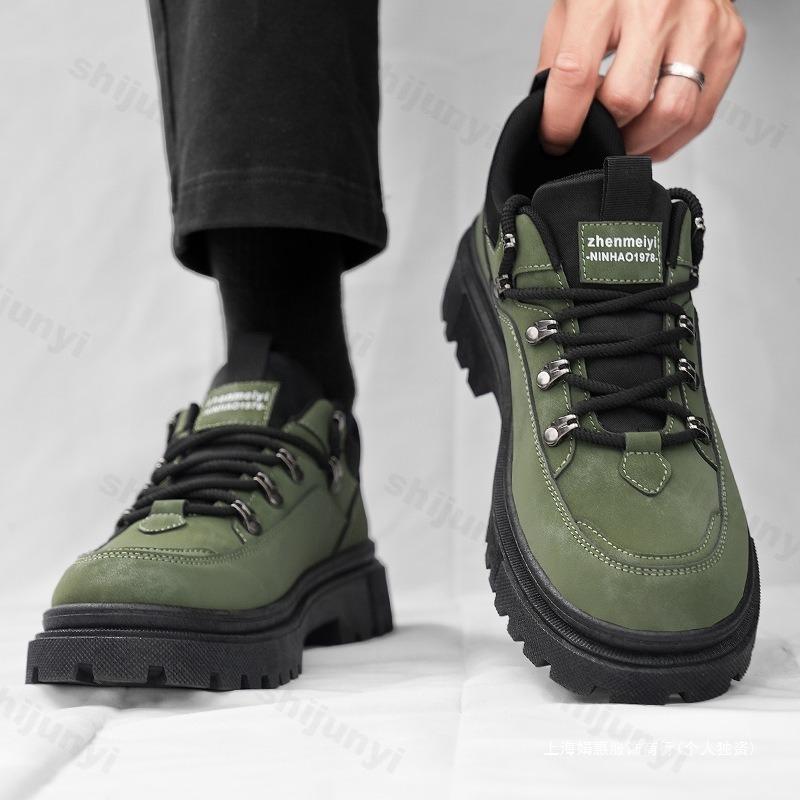 Fashion Fashion Trend Casual Low Top Thick Soled Boots for Men Spring 2025 New Comfortable Height Increasing Non Slip Chunky Short Boots