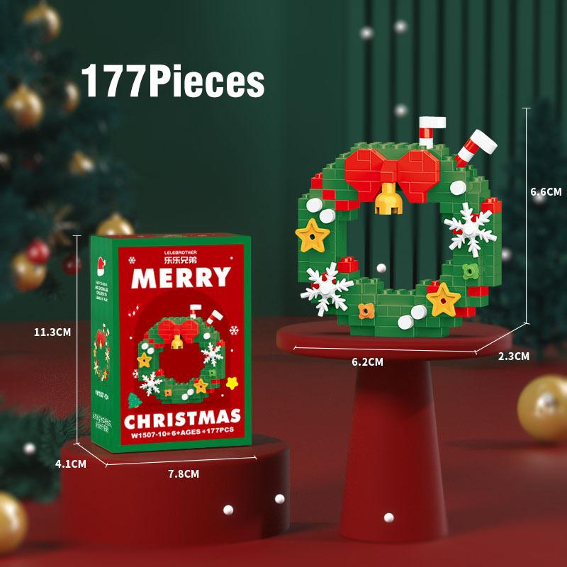 Christmas Gifts Micro Building Block Series Santa Claus Reindeer Puzzle Assembling Bricks Table Decoration Toys Children Kids