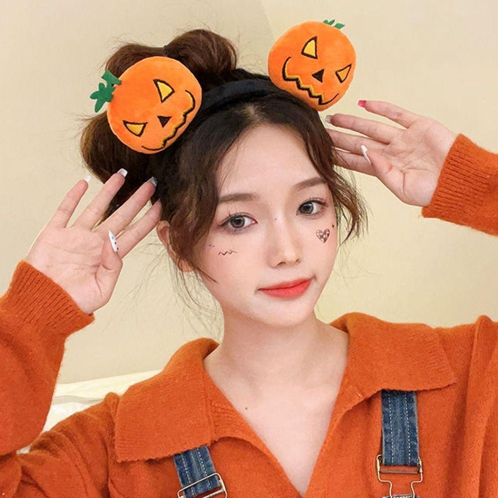 Hair Hoop Plush Hairband Cartoon Skull  Headband Funny Halloween Pumpkin Headband  Men