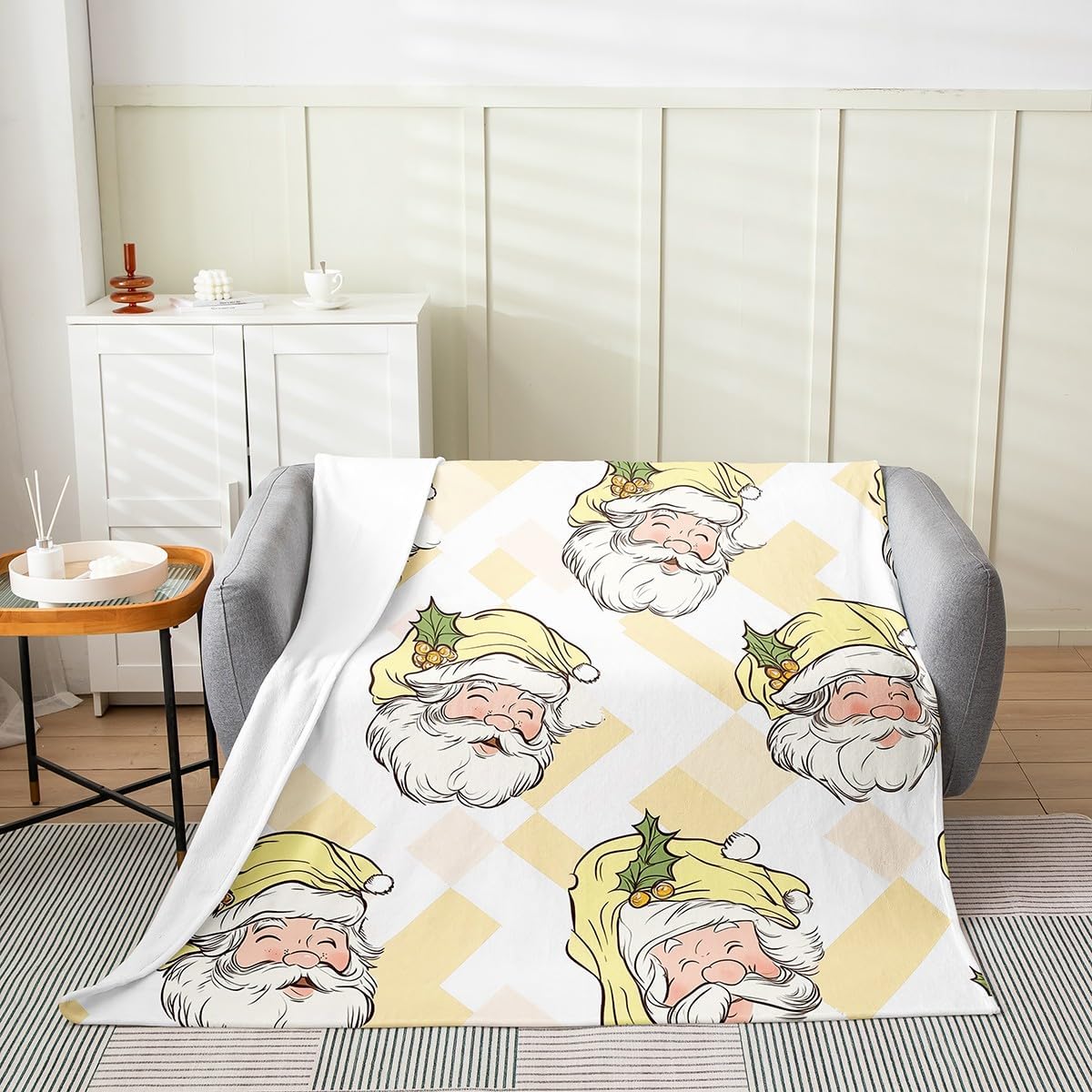 Happy New Year Flannel Fleece Throw Blanket Merry Christmas Throw Snowman Fleece Throw Blanket for Kids Women Men Winter Holiday 75x90cm