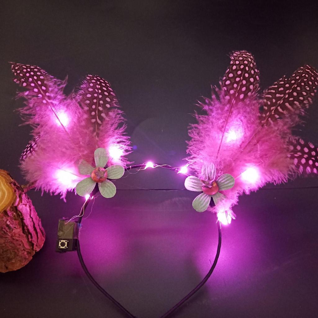 Glowing Reindeer Berry Antler Headband for Christmas & Halloween Parties