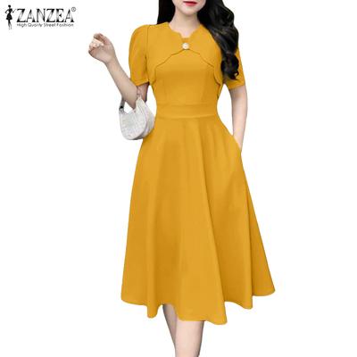 Robe Longue Élégante Décontractée d'Été à Manches Courtes pour Femmes