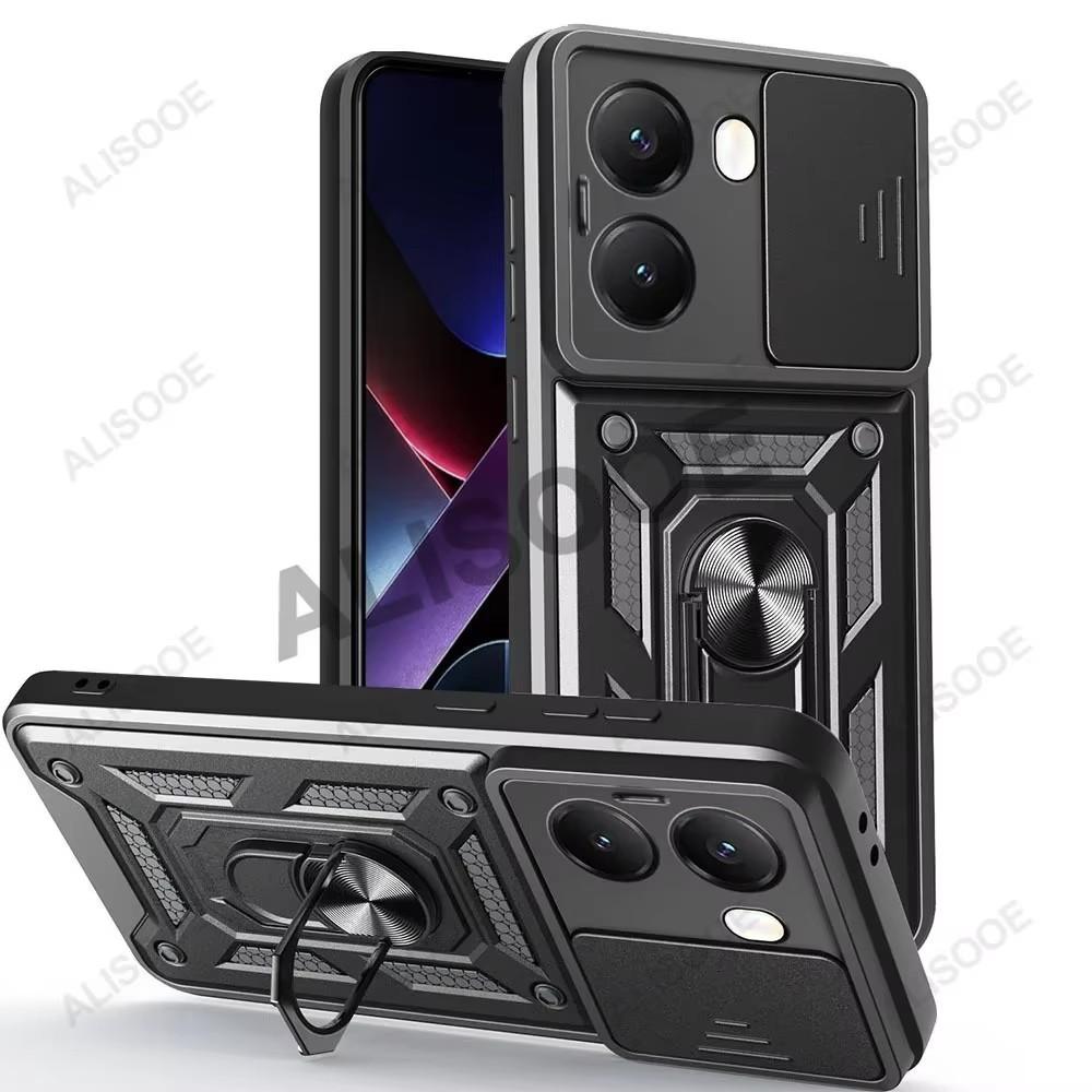 Schiebe-Kameraabdeckung für POCO X7 Pro 5G Hülle Armor Ringständer Vollschutz Rückseite Capa für Xiaomi POCO X7 Pro Funda