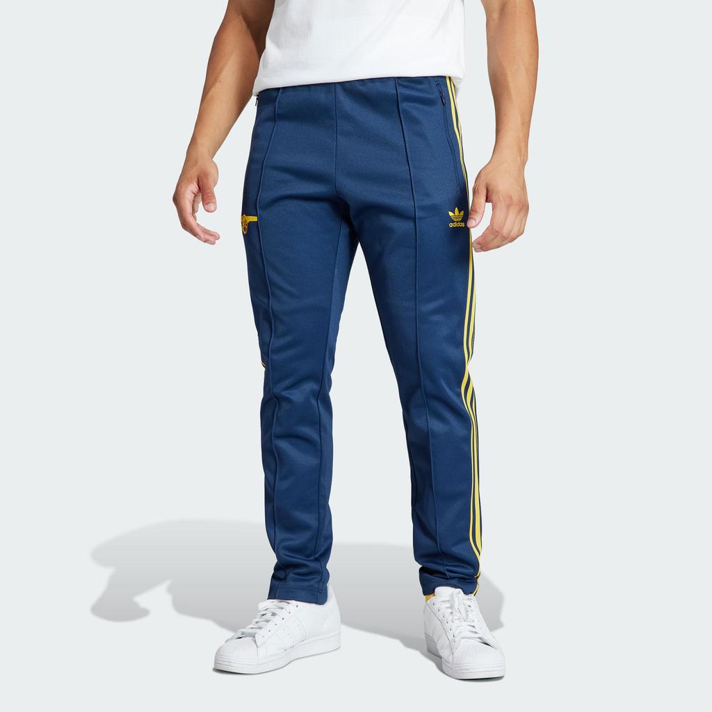 Adidas Originals Arsenal Beckenbauer Track Pants Knit Straight-Leg Soccer Casual Culture Men Bottoms Collegiate-Navy Tribe-Yellow IK8714