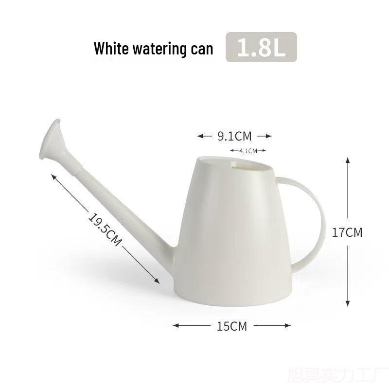 Macaron White Long Spout Watering Can: Resin, Durable, Dual-Purpose for Flowers & Vegetables.