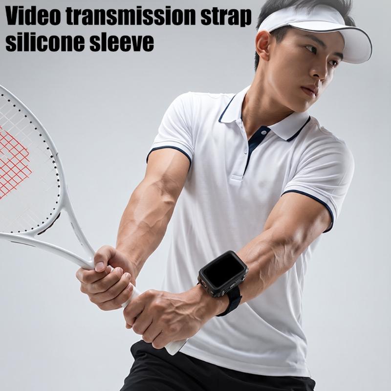 Silicone Protective Cover For Action Camera Case With Adjustable Wrist Strap For Secure Mount During Outdoor Activity