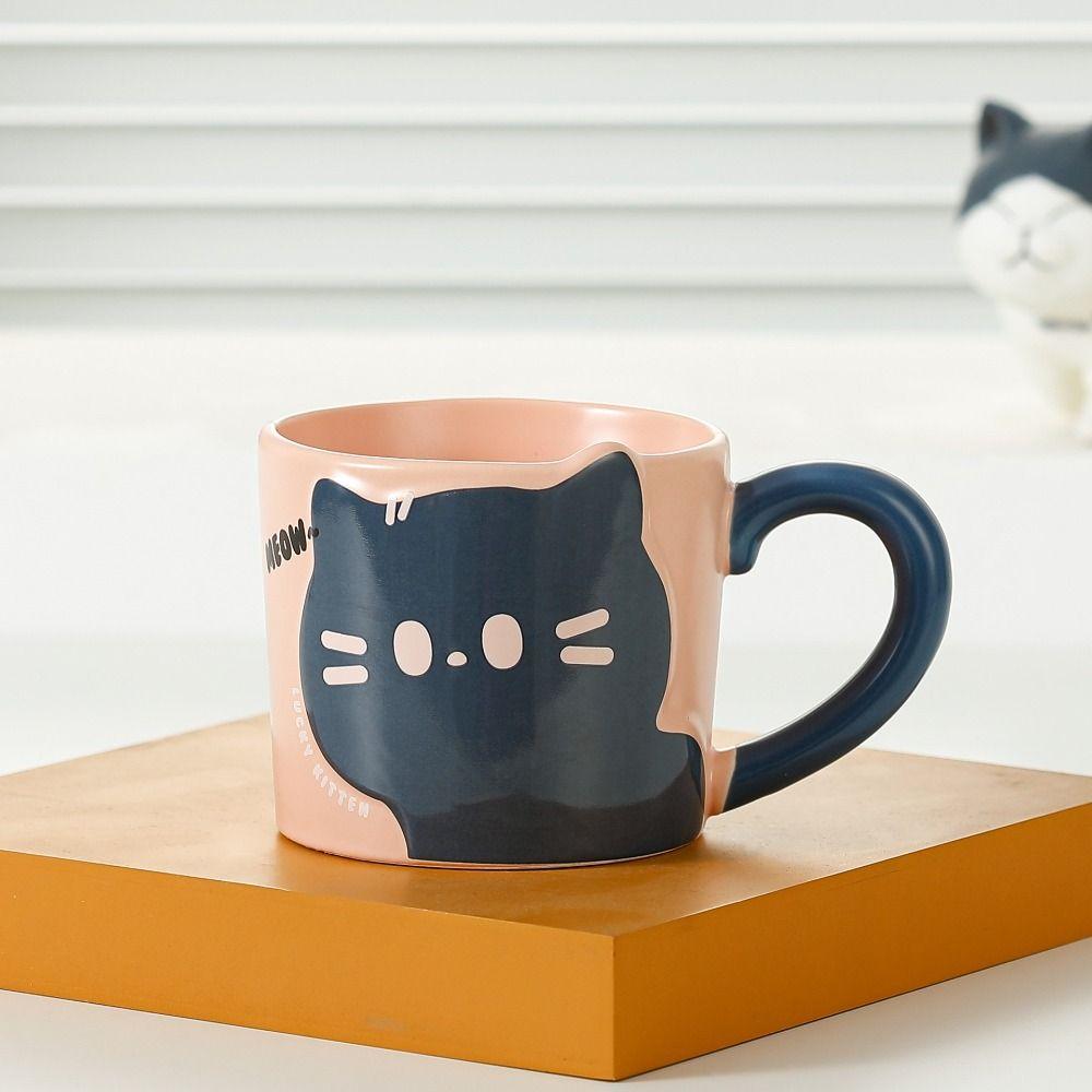Cat Pattern Cat Coffee Cup Cute Design Japanese Cartoon Coffee Mug Creative Style Ceramic Material Drinking Cup Decorative Use