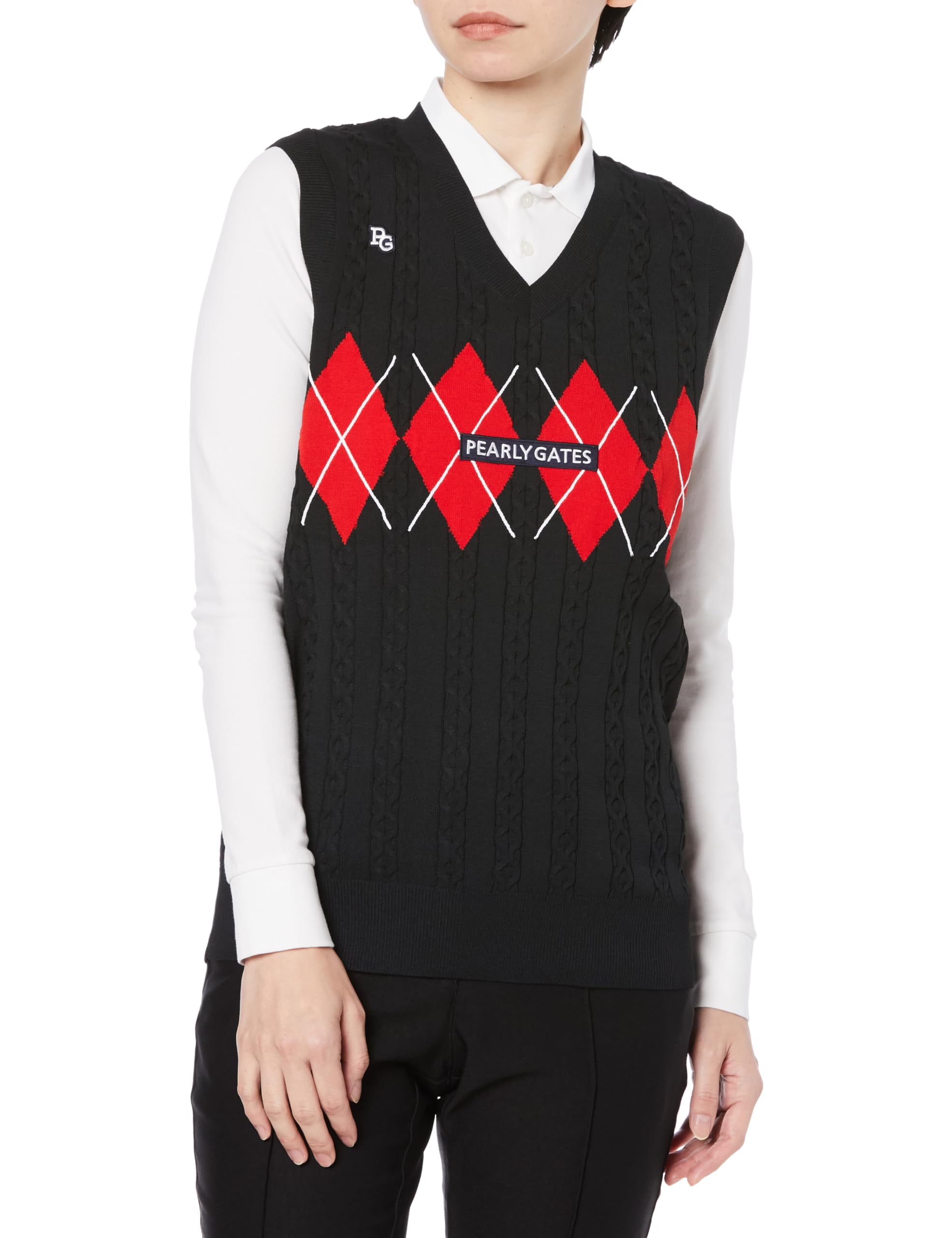 

Knit Vest PY Argyle Intarsia Navy 0 [PEARLY GATES] Women s / 055-3273906 120_Dark [S]