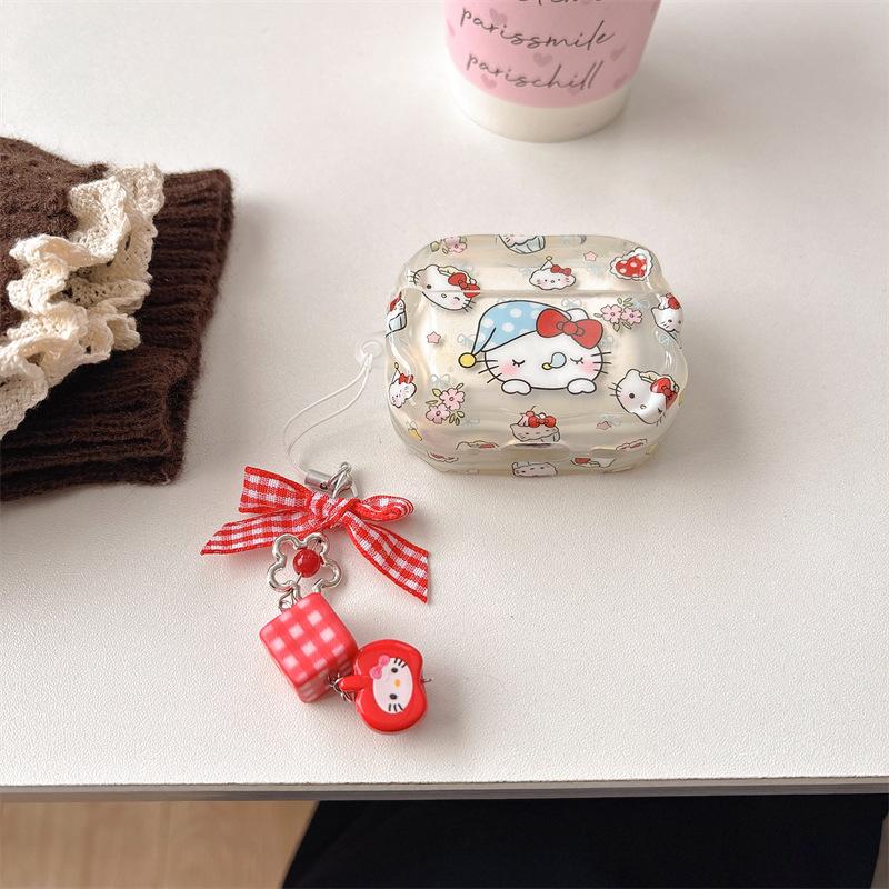 Sleepy KT cat applies to airpods4 protective case Apple Bluetooth wireless 2/3 generation pro2 earphone cover cute woman