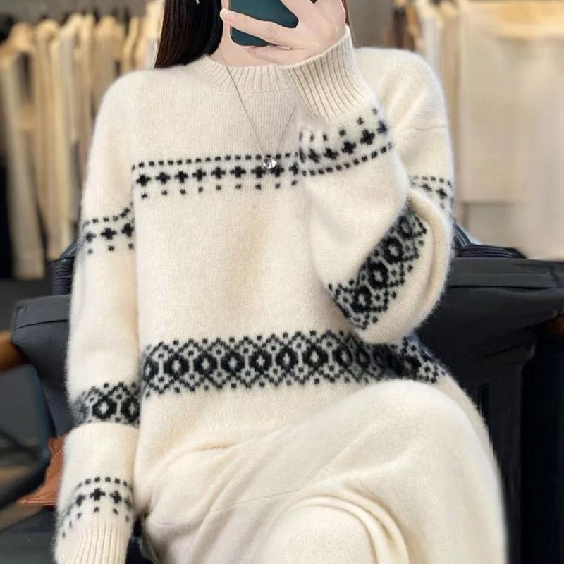 

Топ для женщин Осень Зима Большой размер Свободный Длинный рукав Вязаный С круглым вырезом Пуловер Свитера Топ XXXL