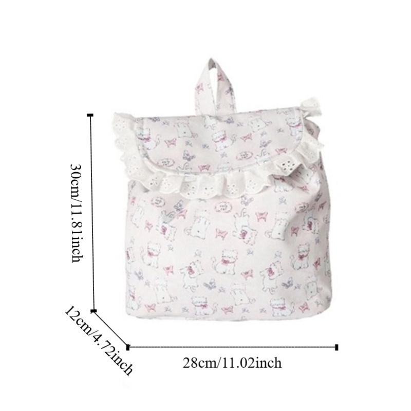 Kawaii Drawstring Backpack Outdoor Travel Schoolbag New Ruffles Backpack  for Teenager