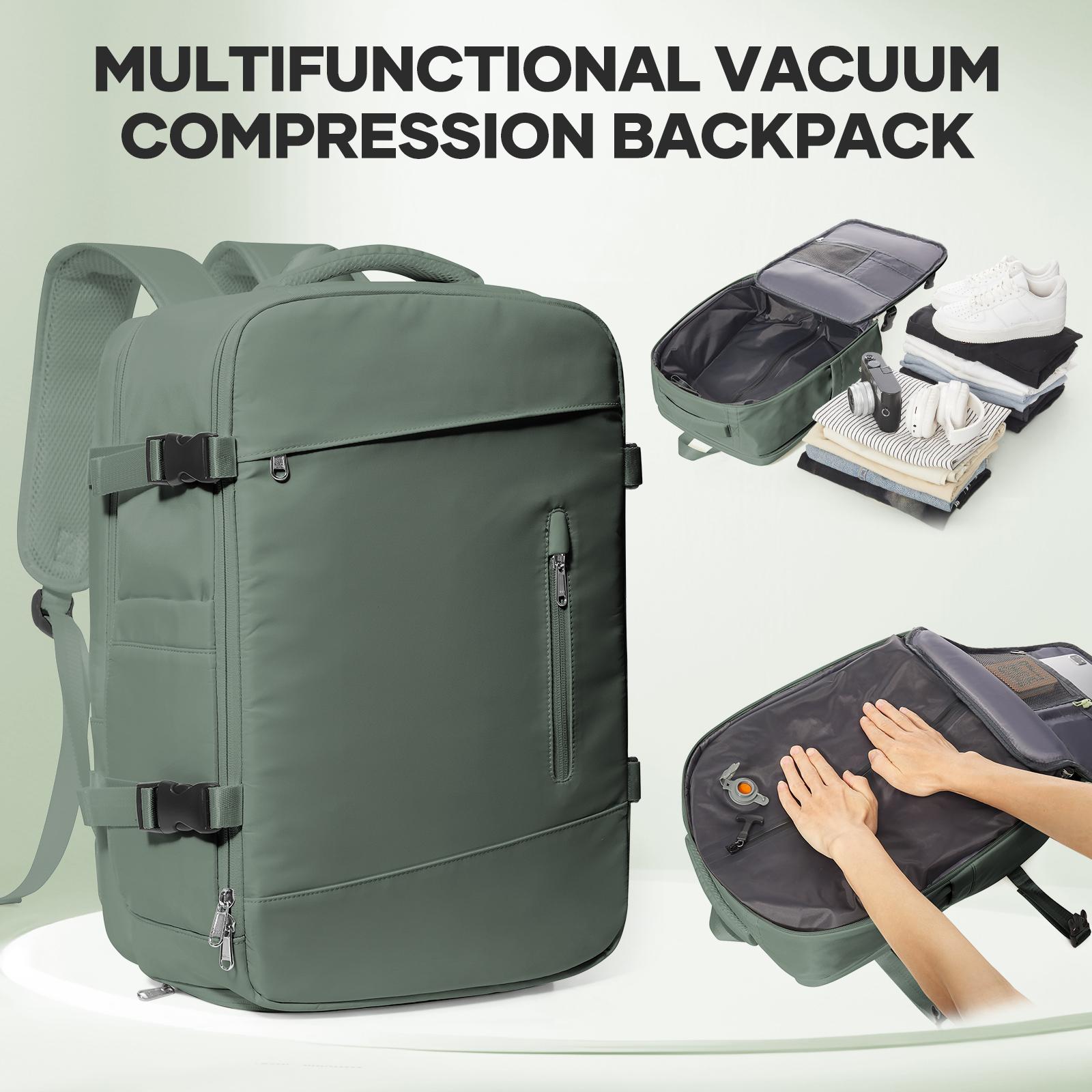 

Vacuum Compression Backpack Large Capacity Travel Business Use, Cabin Carry On Backpack Durable Travel Backpack Hiking Daypacks NO pump зелений