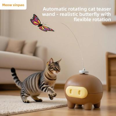 Giocattoli per Gatti, Bacchette per Stuzzicare Gatti, Gadget Auto-intrattenenti e Anti-noia, Farfalle Elettriche Piccole, Rotazione Automatica, Giocattoli per Animali Domestici a Consumo Energetico