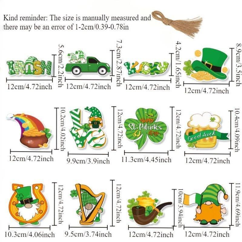 12pcs/set St. Patrick's Party Decoration Hang Tag, Irish Festival Party Decoration Hang Tag, Hang Card,Party Hang Tag Decoration
