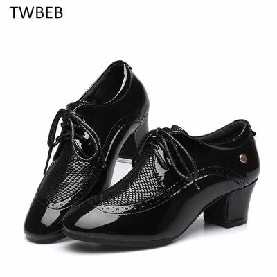 Fashion Women Latin Dance Shoes Leather Lace-up Ballroom Shoes Tango Salsa Performence Practice Dance Shoes