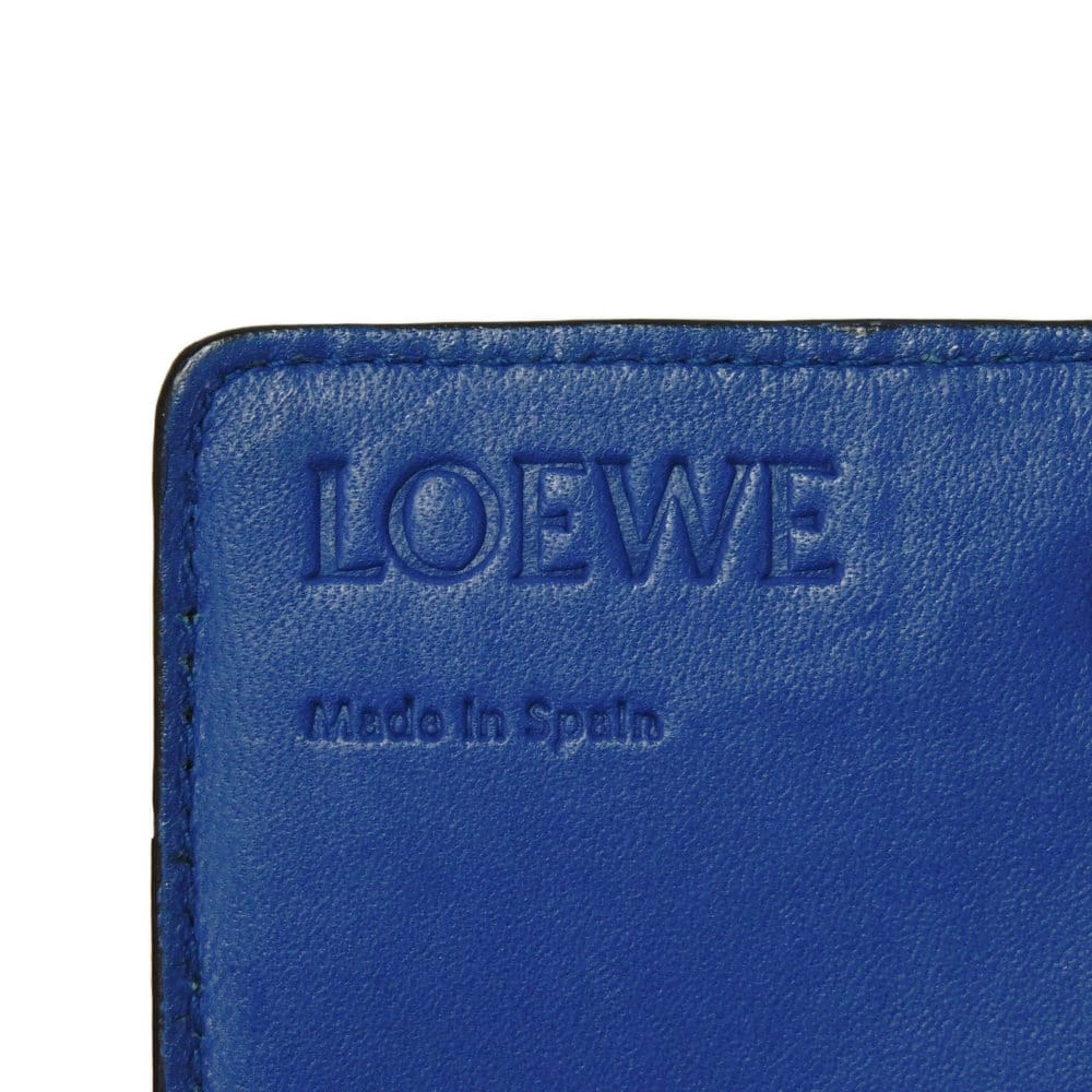 Used 12695 Linen Zip Compact Wallet 7942 Textured Calfskin Zip Around Anagram Embossing Blue Unisex from Japan AUTHENTIC