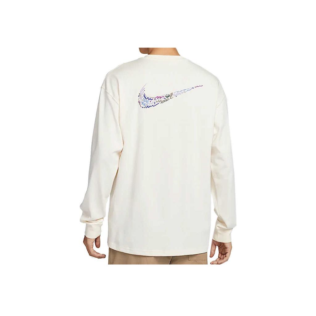 Nike Sportswear FW24 Brand Logo Simple Comfortable Soft Long Sleeve T-Shirt Men Tops Pure-White HQ8166-901