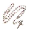 Ceramic Rose Rosary Necklace Holy Catholic Jewelry Charm Pendant for Christian Church Home Bedroom Decoration
