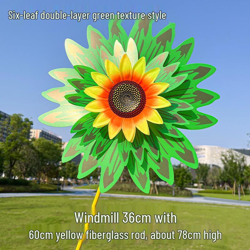 Children's Double-Layer Rotating Sunflower Pinwheel Outdoor Decoration