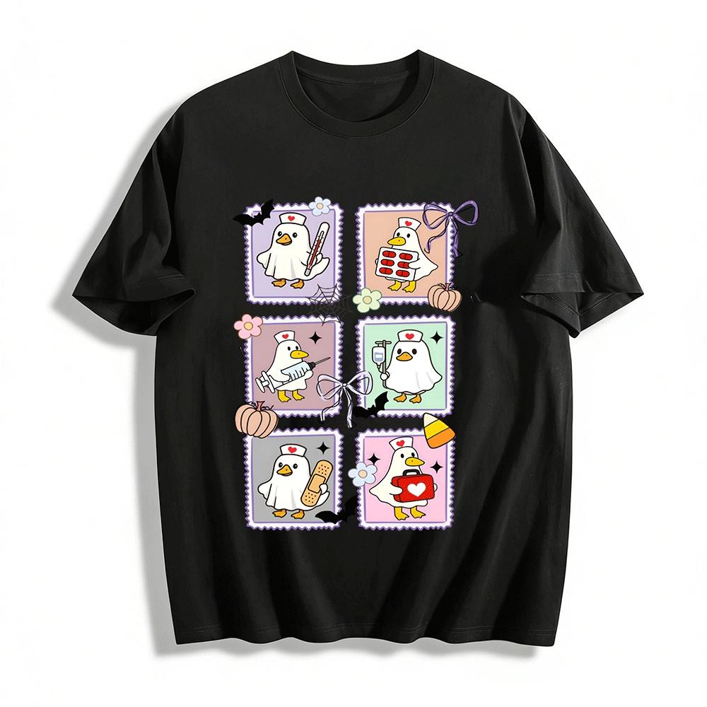 

Halloween Nurse Duck Print Casual Sweatshirt Top Pure cotton T-shirt XXS