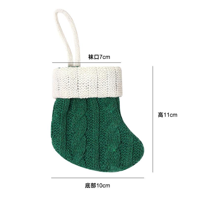 Green Red Knitted Christmas Socks Decorations Home Decor Shopping Mall Window Display Pendants Christmas Gift Hanging Wall-Mount