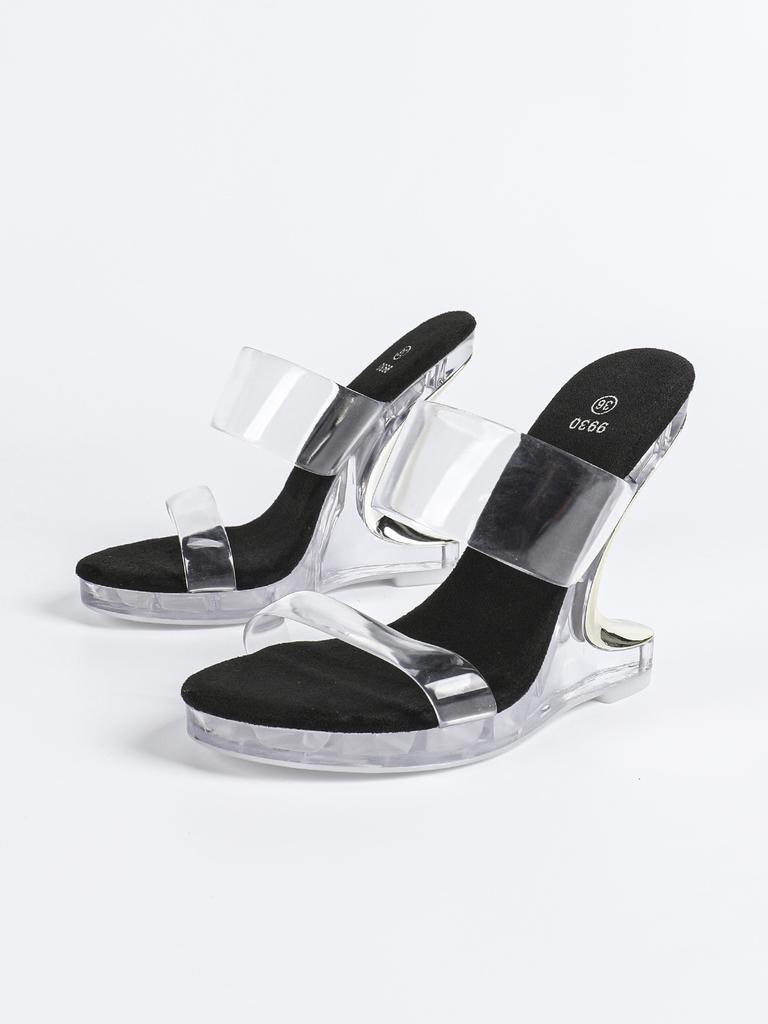 2026  Spezielle Keilabsatz Hochzeit Sexy Automodell High Heels Transparent Dicker Absatz Kristall Quadratische Zehenpartie Sandalen LFD-9930-8
