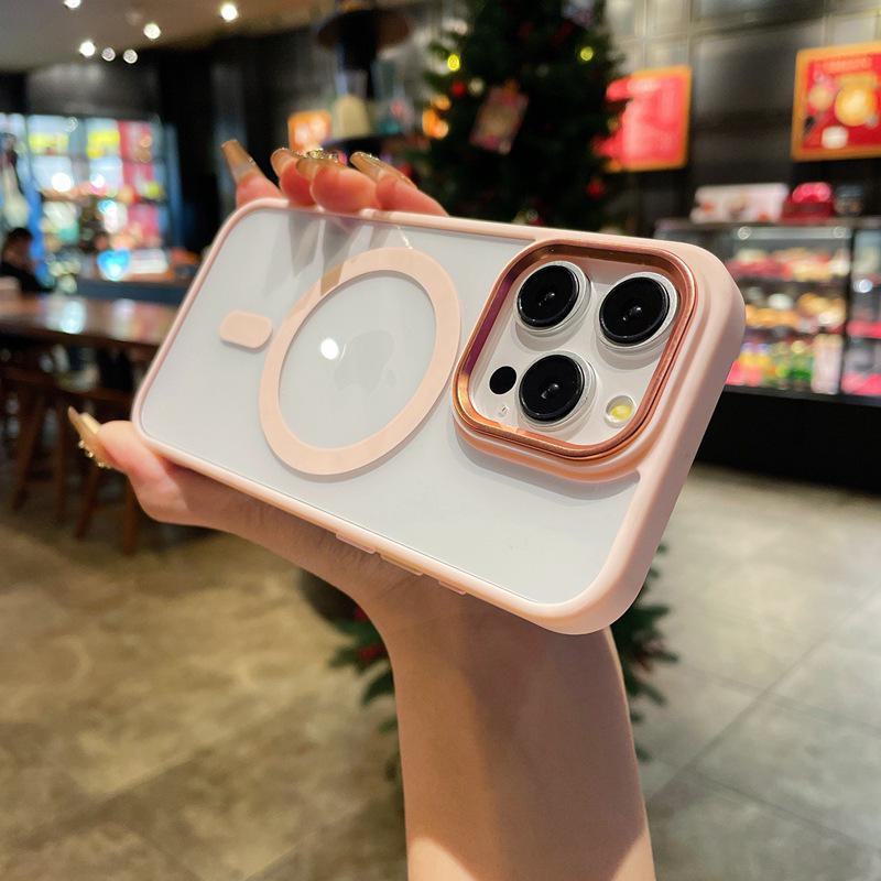 

Магнитный чехол с функцией беспроводной зарядки для iPhone 16 Pro - Golden Shield, прозрачный, устойчивый к падениям, подходит для 16P iPhone14