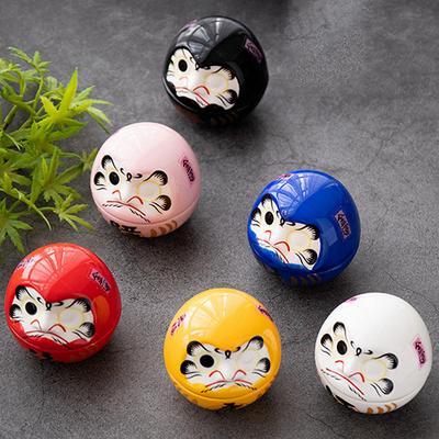2.56 Inch Ceramic Daruma Ornament Mini Mascot Decoration Figurine Tumbler Toy Lucky Dharma Figure