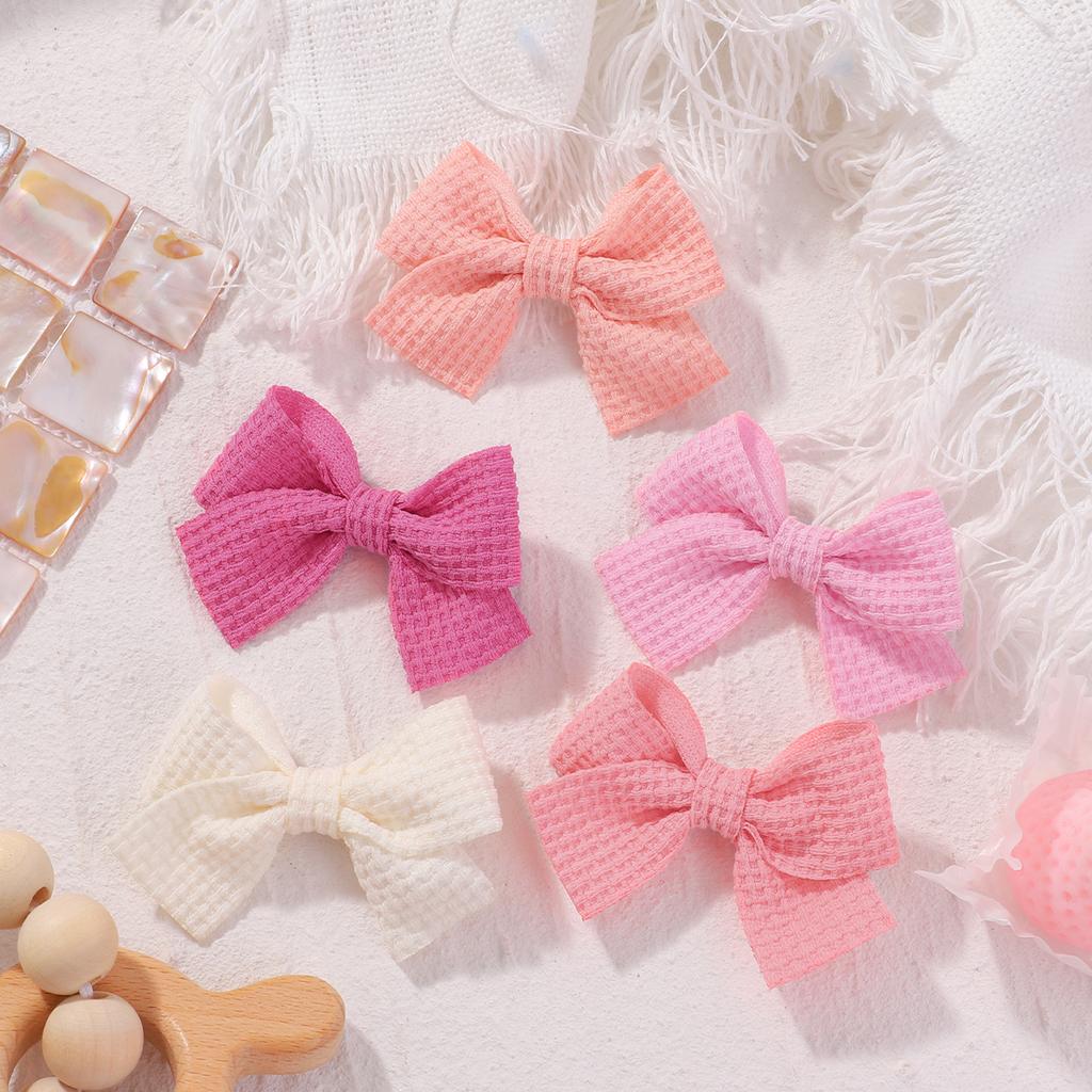 10Pcs/set Soft Cotton Bow Hairpin for Baby Girl Sweet Hairpin Color Block Delicate Hairgripe Barrettes Kawaii Child Accessories