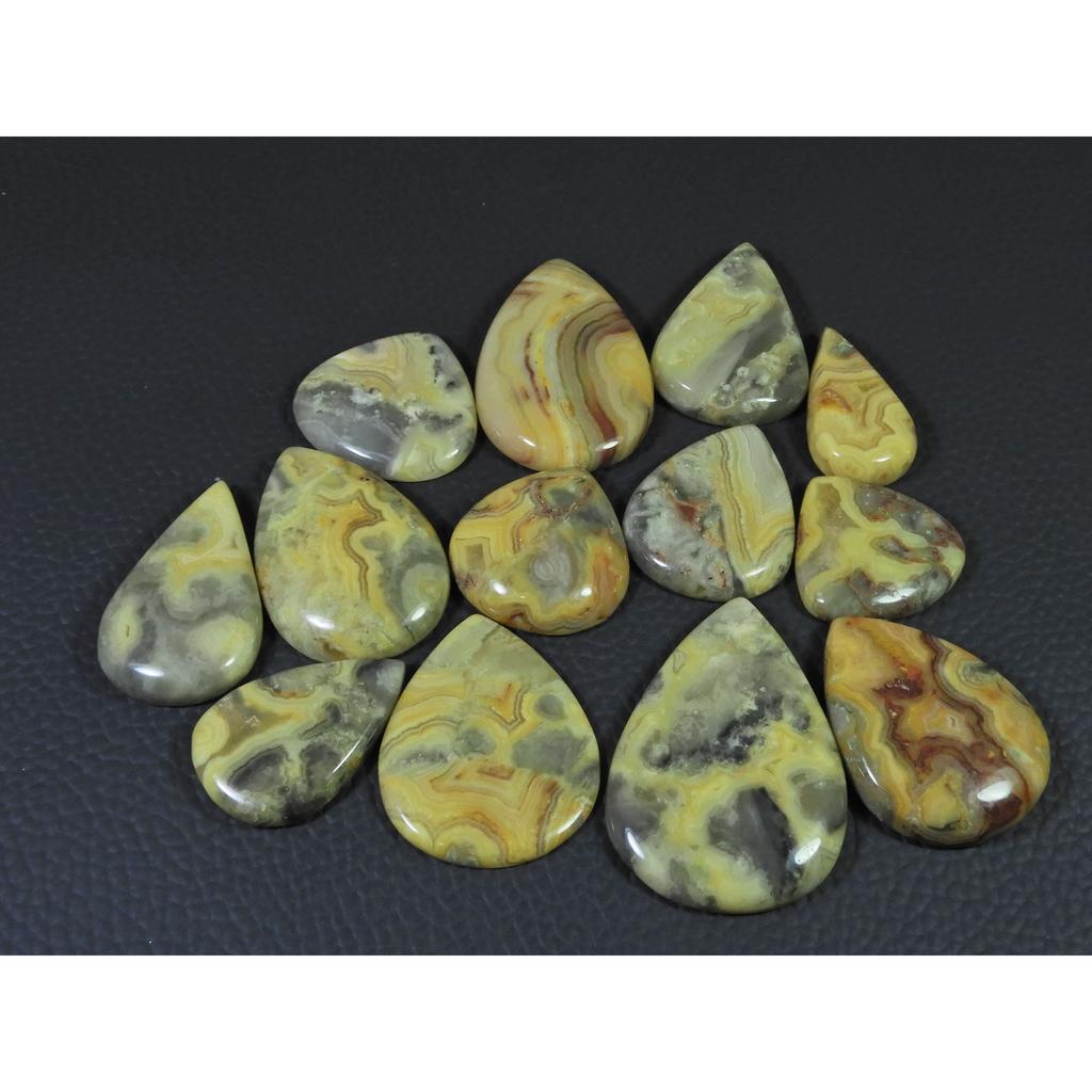 330Cts. Natural Australian Crazy Lace Agate Pear Cabochon Gemstone 13Pcs Lot C-1187