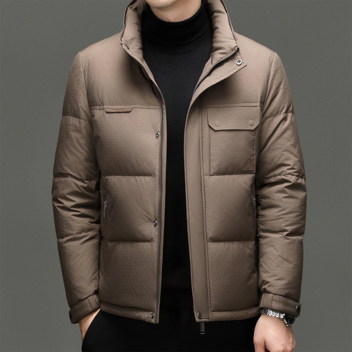 

Men s Winter 90% White Duck Down Jacket: Business Casual, Solid Color, Versatile Warm Coat for Middle-Aged & Young Adults. M кавовий