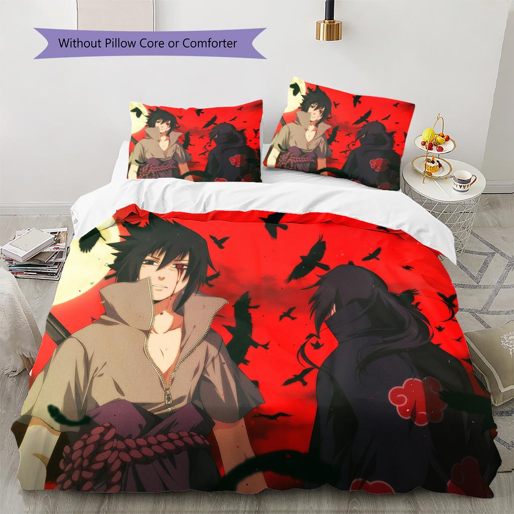Naruto Anime Character Pattern Bedding Home Decoration Birthday Gift (1 * duvet cover + 2 * pillowcase, without core)