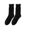 Ladies Spring and Autumn Wave Point Wooden Ear Edge Comfortable Moon Son Deodorant In The Cylinder Stack Socks