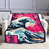 Retro Wave and Cranes Design Blanket Patterned flannel blanket perfect for the bedroom living room, sofa, or a little nap