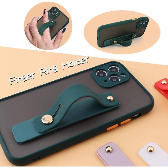 siduater Strap Holder Case for 6.1" iPhone 12 with Wristband Kickstand, Clear Soft TPU Protective Shockproof Bumper Cover, Adjustable Hand Grip Loop