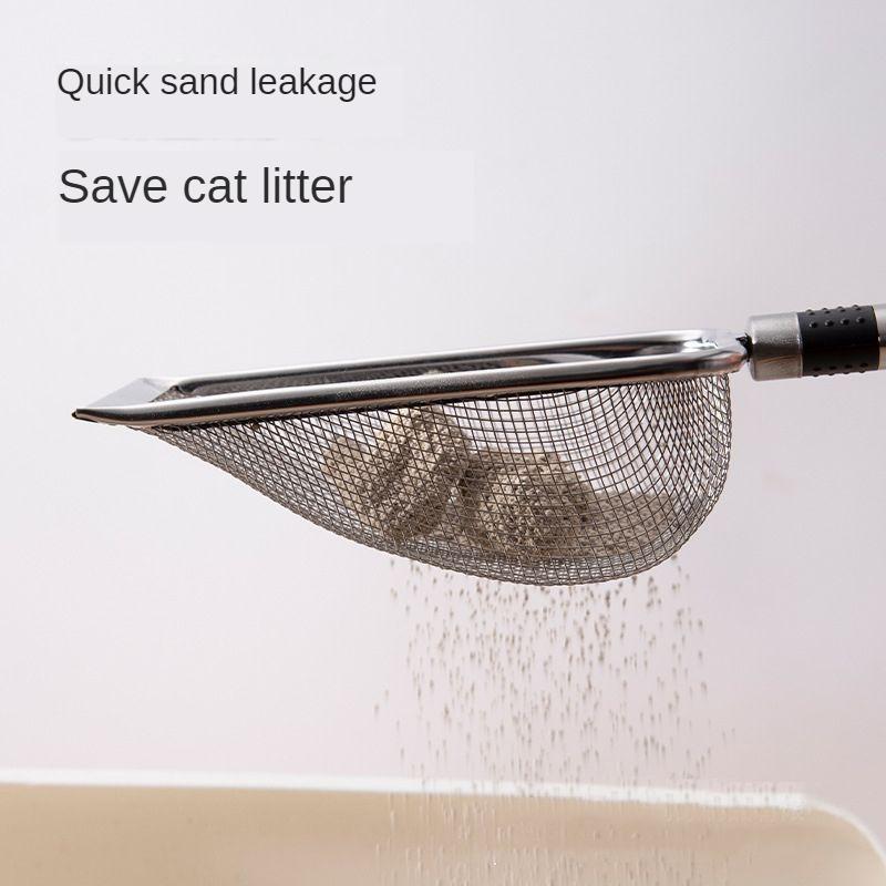 Pá para areia de gato Pá para buracos finos Ferramenta para cocô Minério de bentonita Aço inoxidável Rutina Pá para galinhas Ferramenta para gatos