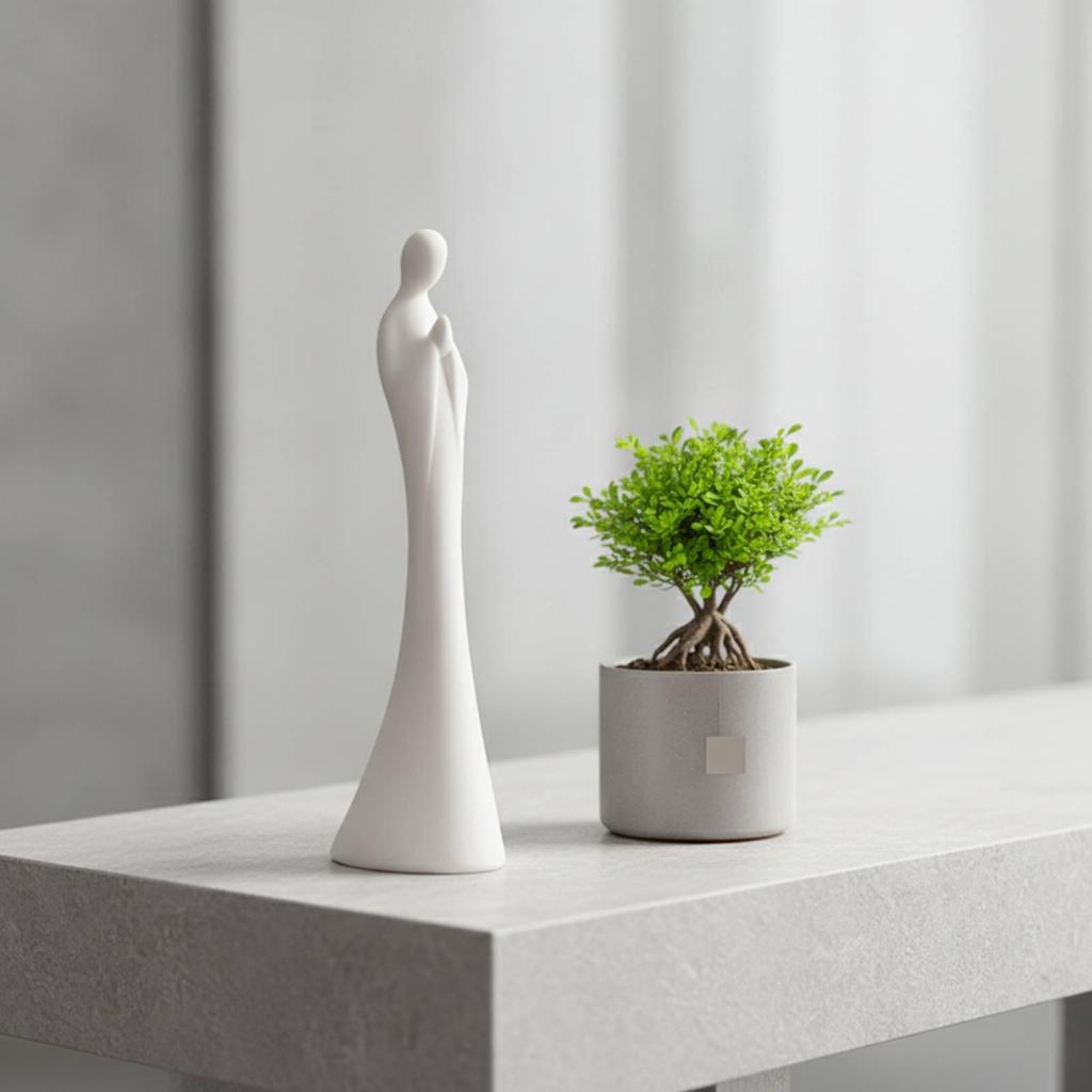 Minimalist Human Figurine Single-Tone Tabletop Ornament for Entryway