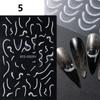 Metallic Silver Line Nail Manicure Stickers Metal Chrome Stripe Vine Flame Adhesive Decals Tape Swirl French Sliders Decor Foils