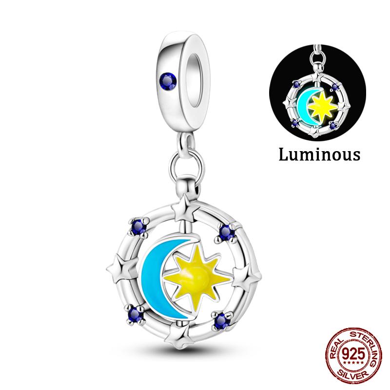 Fashion Copper Sparkling Zircon Star Moon Series Charms Beads Fit Qikaola Original Bracelets Diy Birthday Jewelry