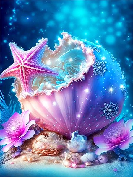 5D Diamond Embroidery Fantasy Shell Picture Rhinestones Painting Starfish Cross Stitch Mosaic Landscape Kit Child Gift