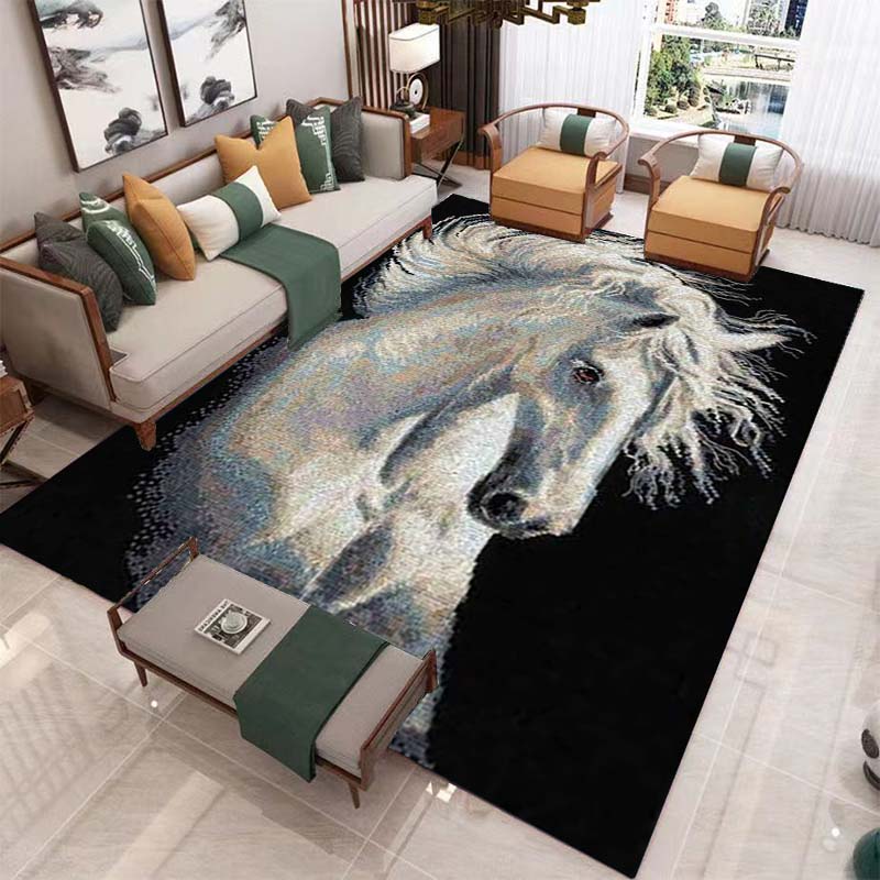 Modern Decor 3D Horses Pattern Carpet Sofa Area Rug Anti-slip Mats Bedside Kitchen Rugs Children Play Carpets for Living Room