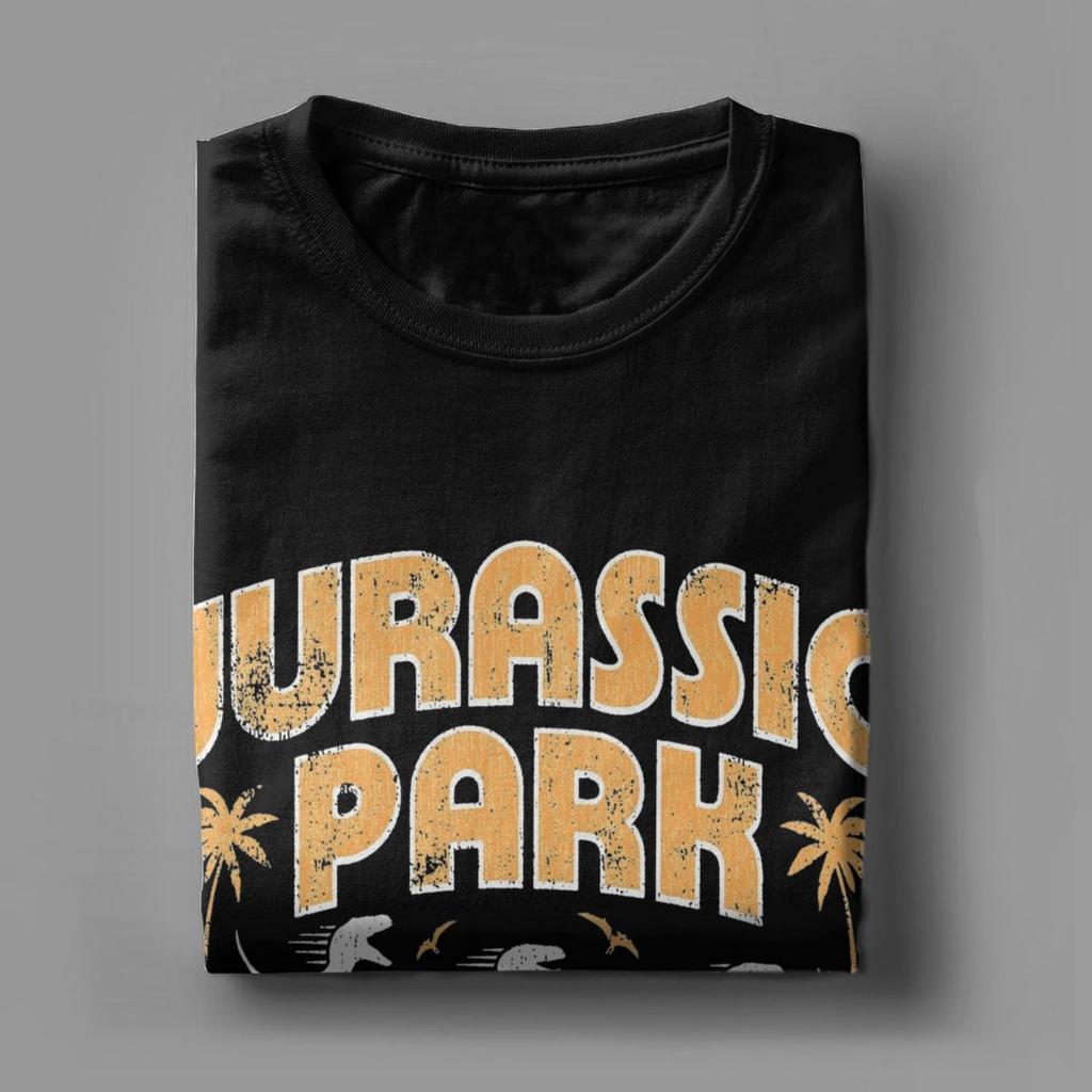 Vintage Jurassic Park Fun Run 93 T-Shirts for Men 100% Cotton T Shirt Short Sleeve Tee Shirt Graphic Printed Clothes