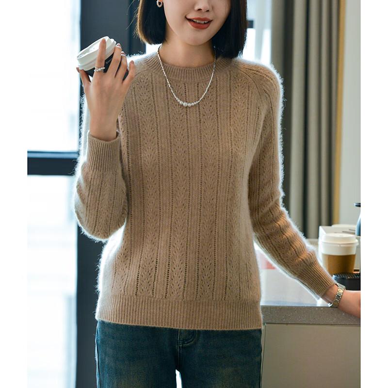 Fanzhen Women's 100% Wool Hollow Knit Sweater