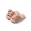 Bear open cotton slippers ins warm fluffy slippers cartoon contrasting plush slippers