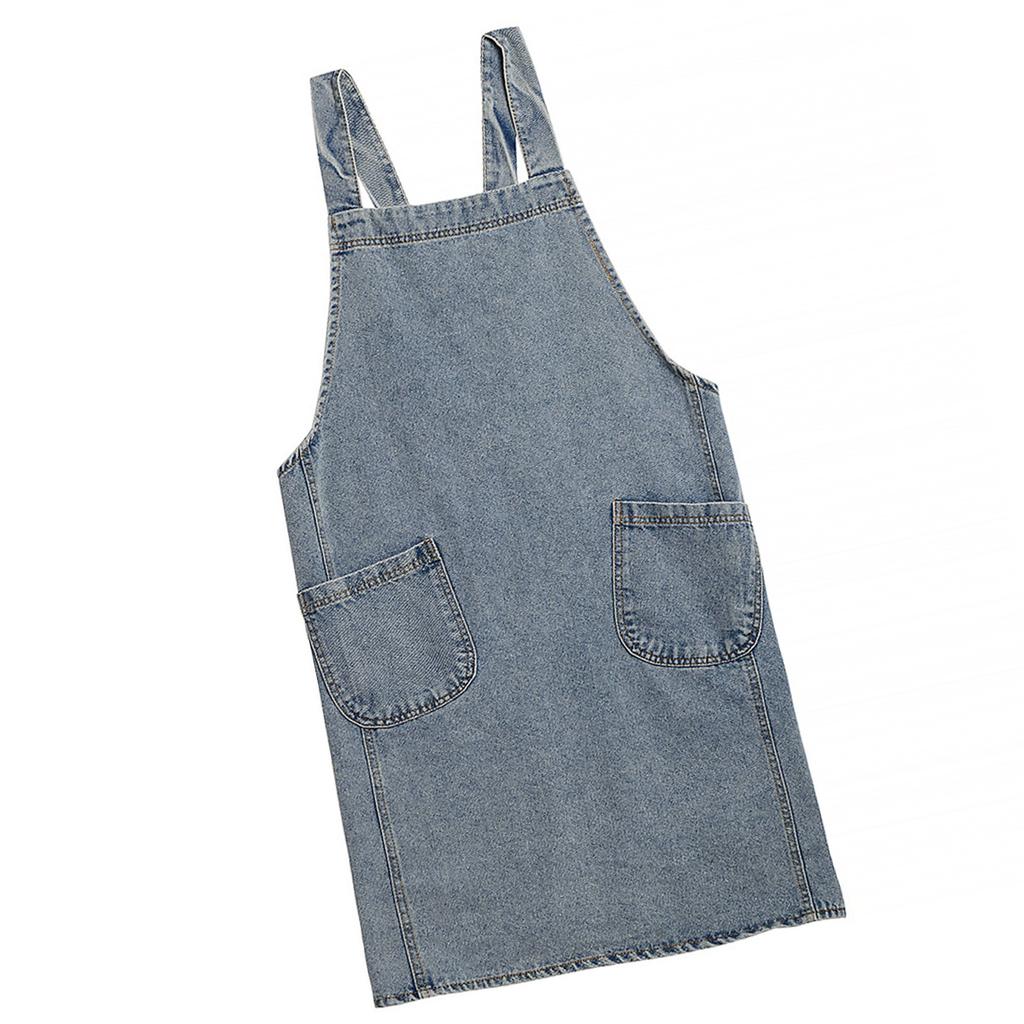 Denim-Küchenschürze für Damen, wasserwaschbare Baumwoll-Denim-Schürze, Vollständige Abdeckung, Kochschürze, Verstellbare Seillänge